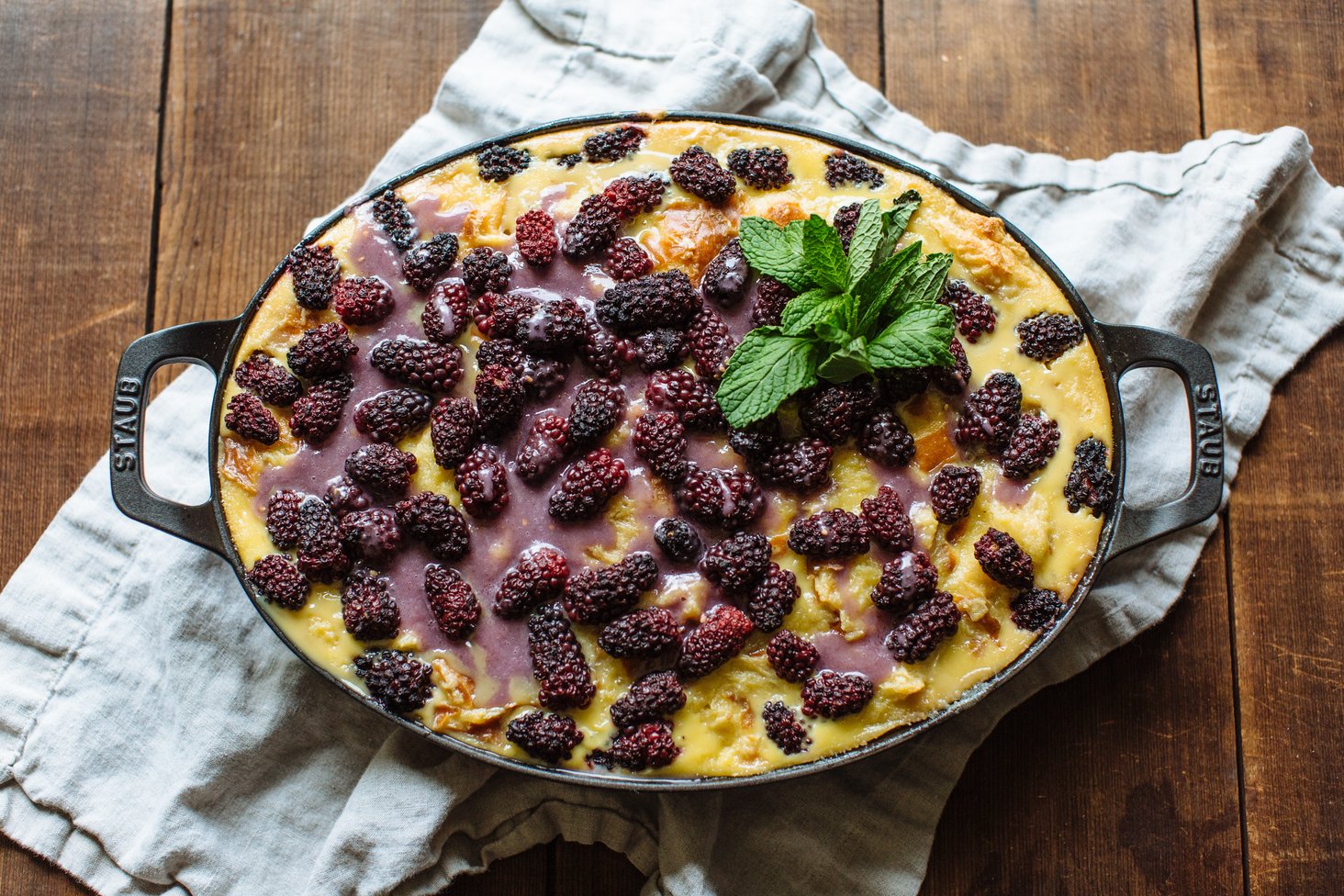 Blackberry & White Chocolate Bread Pudding